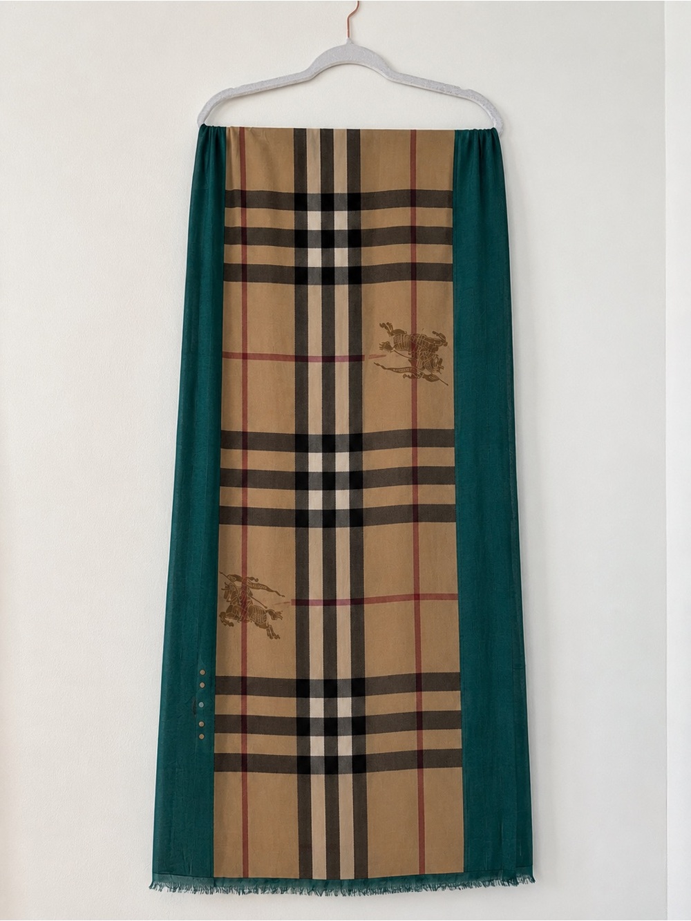 New Burberry Scarf - classic print and green border